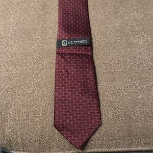 Burgundy and Gold Via Europa Necktie Tie Silk New (TD)